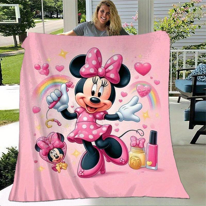 1pc Minnie Printing Blanket - Soft, All-Season Throw for Office Blanket, Car, Travel
