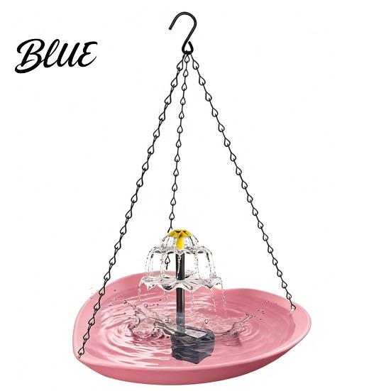 Hinterhof Vogeltränke Solar Hängeschale mit doppelter Wasserstrahl-Fontäne Platzsparender Garten-Außenbewässerer für Gärten Balkone Wetterfest Mit