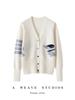 TB Design Puppy Jacquard V-neck Cardigan: British Chic Knit Outerwear