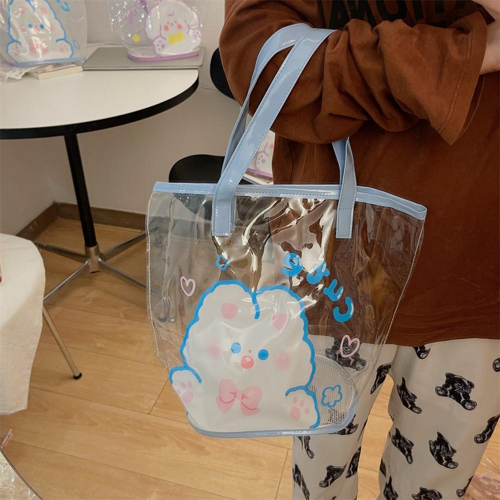 24 Cute Handbags Cartoon Simple Beach Bag Transparent Girl Heart Jelly Bag