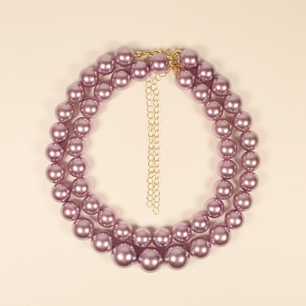 Necklace imitation pearl necklace European and American necklace trend hip-hop accessories set two-piece supply