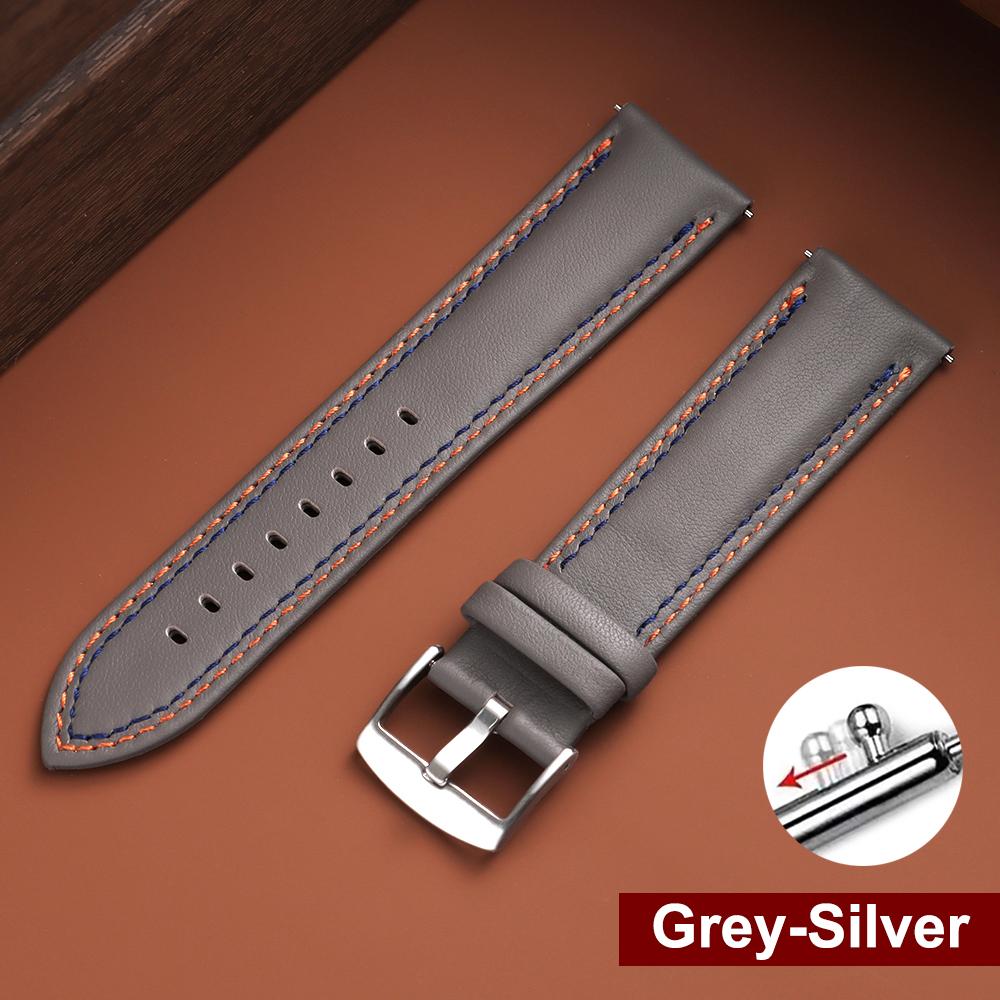 Handmade Cowhide Strap with Double Stitching Top Grain Genuine Leather Watch Band 20 22 24MM Quick Release Replacement Watchband