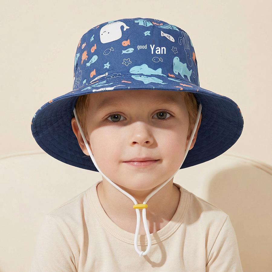 Spring & Summer Kids' Cotton Shark Bucket Hat - Wide Brim for Boys & Girls
