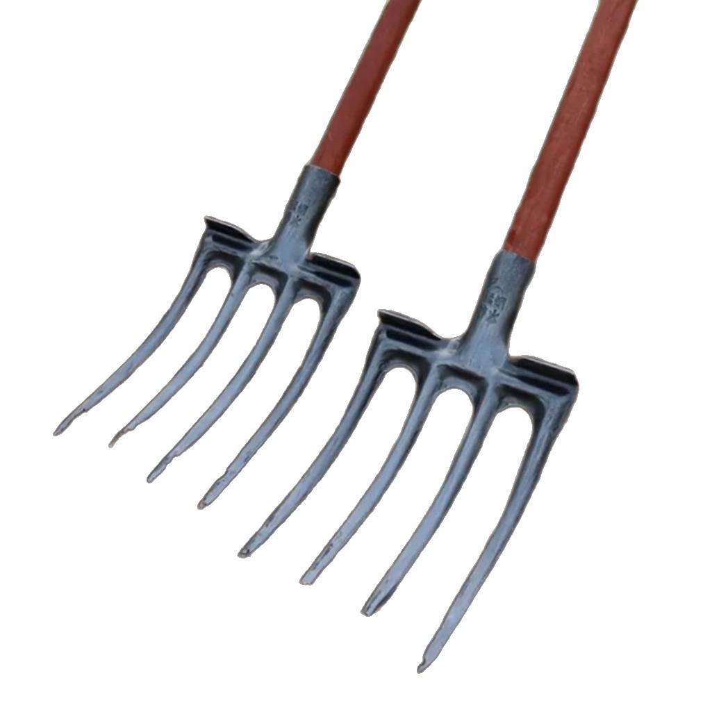 5-Tooth Steel Fork for Soil Loosening and Planting: Ideal for Land Reclamation, Garlic, Onion, Peanut Cultivation, and Compost Digging.