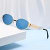 Ovals Metal Frame Sunglasses Unisex Sunglasses Cats Eye Shape Sunglasses for Men and Women