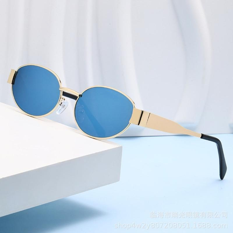 Ovals Metal Frame Sunglasses Unisex Sunglasses Cats Eye Shape Sunglasses for Men and Women