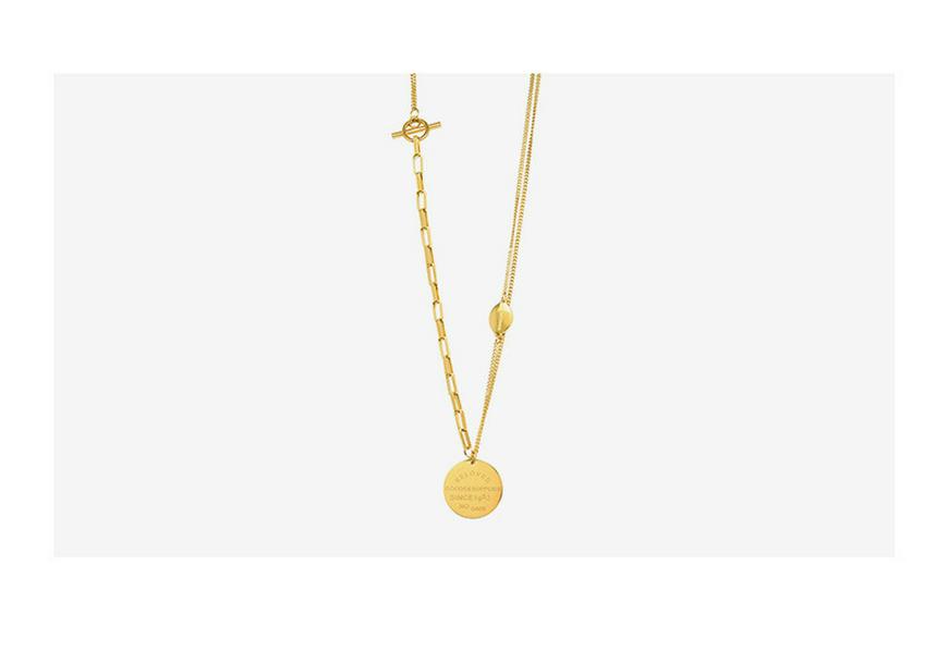 18K Gold Plated Double Layer OT Buckle Pendant Necklace for Spicy Girls