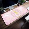 Anime Cardcaptor Mauspads Groß Rutschfest Gaming Schreibtischmatte Laptop Tastaturablage Büro Student PC Rosa HD-Druck Schwarz