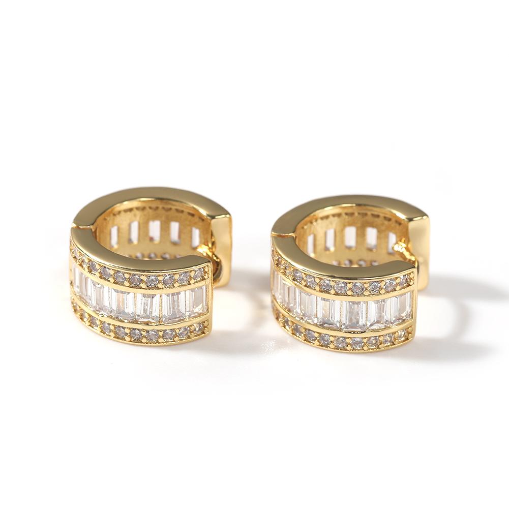

THE BLING KING Round Clip Earring Iced Out Baguettecz Luxury Circle Earring Fashion Hiphop Jewelry Punk Style золотой