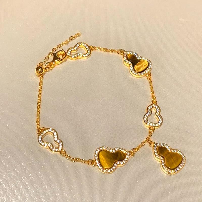 Vintage Maillard style geometric zircon tiger's eye stone beaded bracelet bracelet personalized jewelry