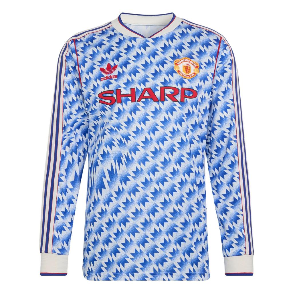 Adidas Originals Manchester United 1991/92 Season Replica Away Knitted V-Neck Slim Fit Long Sleeve Football Shirt Men tops JM5498