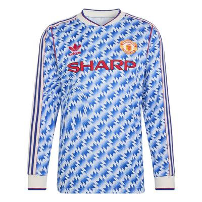 Originals Manchester United Saison 1991/92 Réplique Maillot de Football Extérieur Tricoté Col en V Coupe Ajustée Manches Longues Hommes tops JM5498