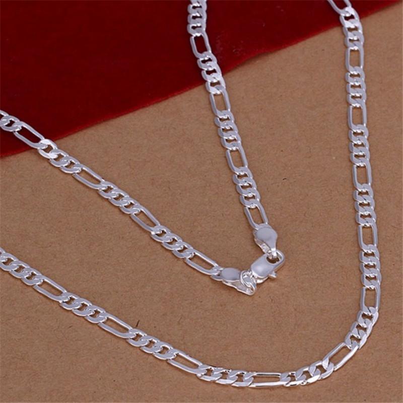 Silver Plated 4Mm Three Room One Necklace Popular Jewelry Side Necklace Plain Chain Sweater Chain Accessories