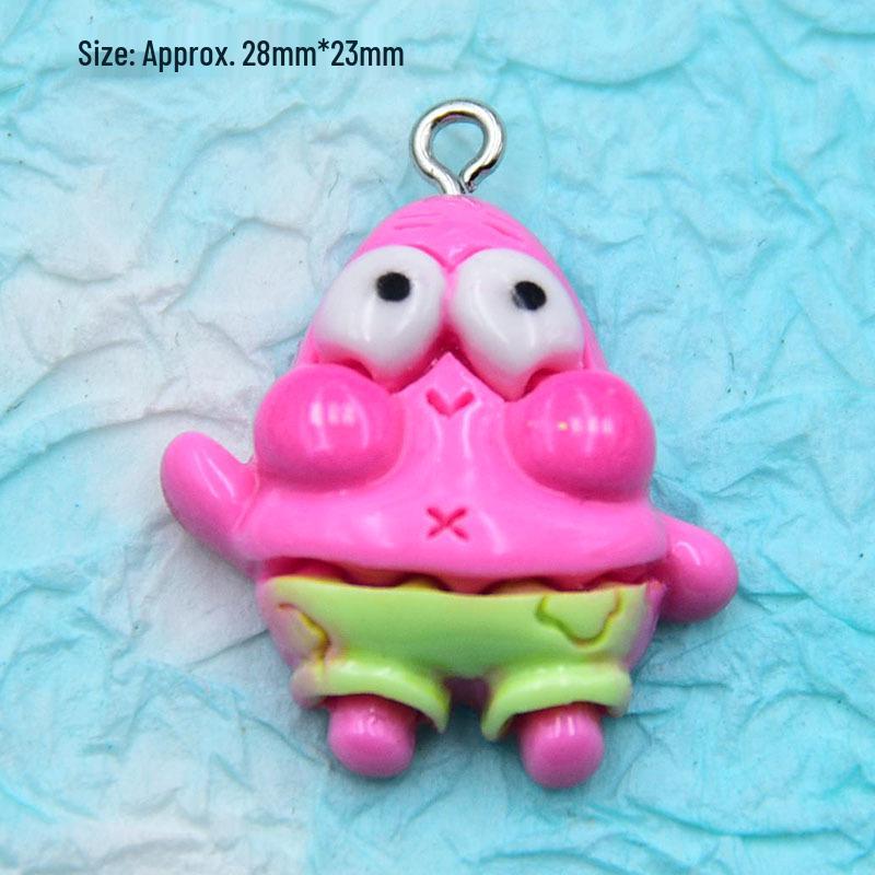 Glossy Resin Patrick Star Pendant Keychain - Cartoon Jewelry Accessory № 3
