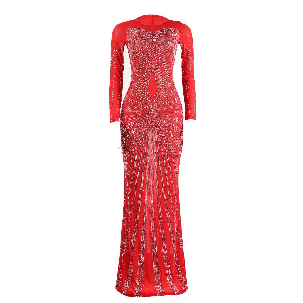 Elegant European & American Rhinestone Evening Gown