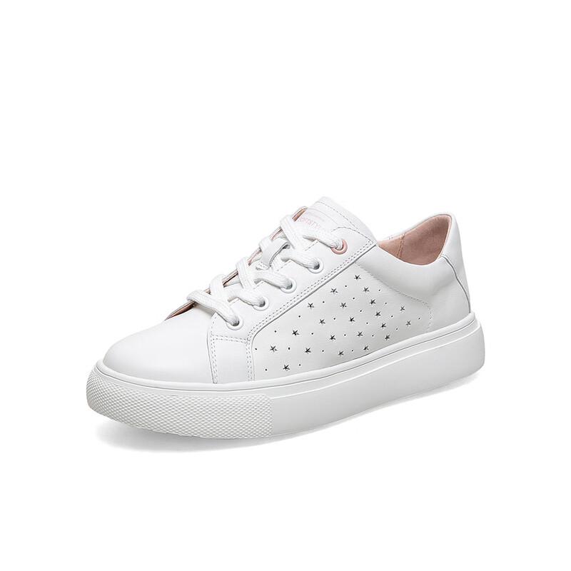 BASTO Women s Fashion Thick-Soled White Casual Sneakers 38