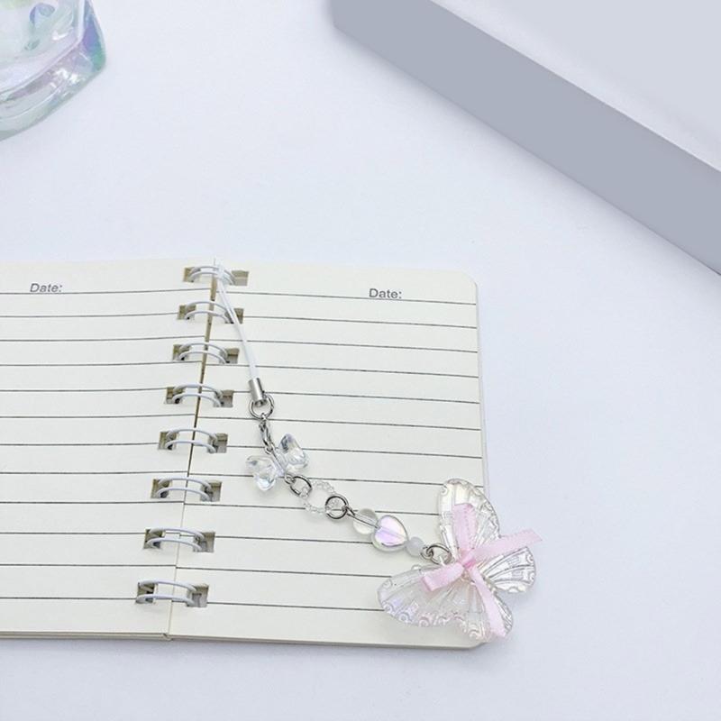 Bowknot Butterfly Heart Phone Charm Straps Car Keys Hanging Pendants Y2K Bag Decoration Lanyard Purse Accessories
