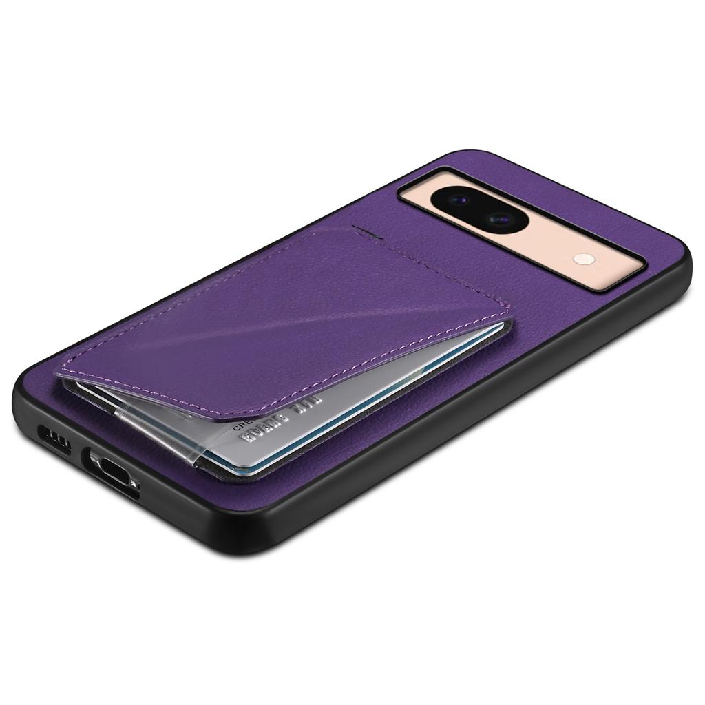 For Google Pixel 8a Case Kickstand Leather+PC+TPU Phone Cover with Hidden Card Holder