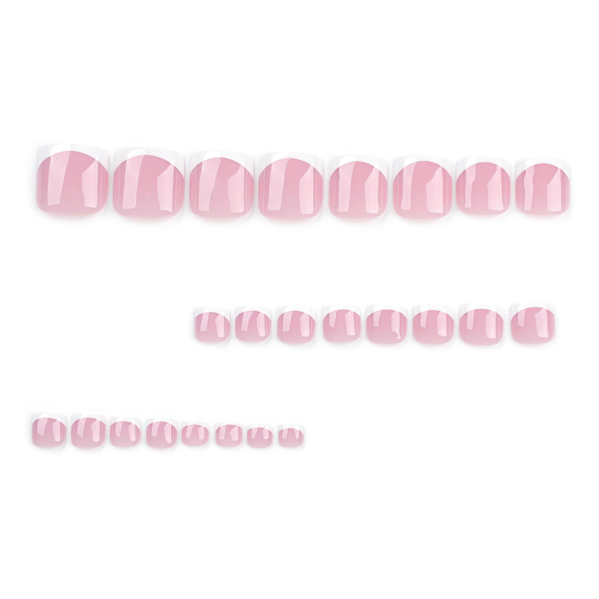JP3213 Simple Nude French White Edge Fake Nails 24 Pieces Per Box A розовый