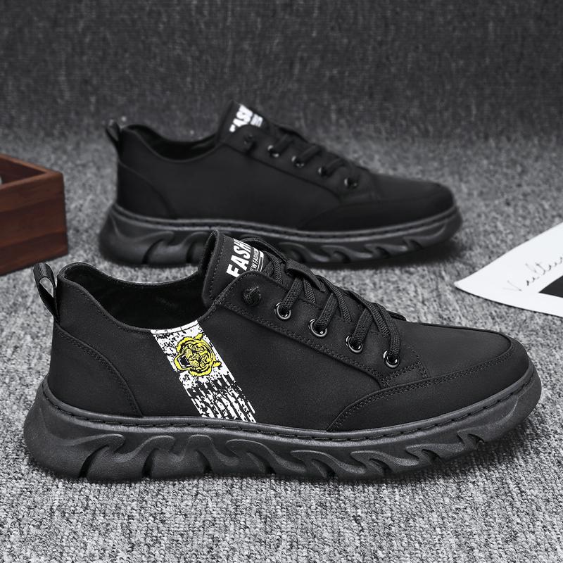 

Мужская модная повседневная обувь, трендовая парусиновая обувь, закрывающая стопу, мужские туфли на плоской подошве, легкие мягкие кроссовки для ходьбы 2024 года, новинка, весна-осень 39 чёрный