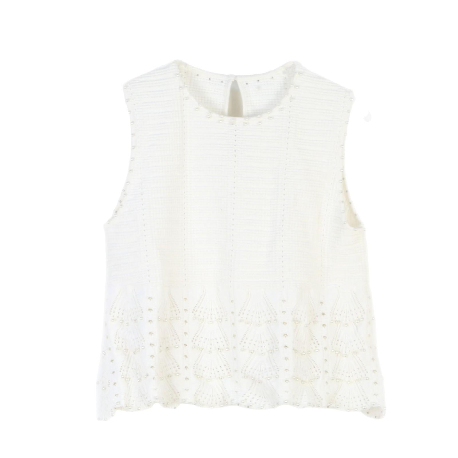 

Женский весенне-летний вязаный топ без рукавов на пуговицах-жемчужинах во французском стиле Medium