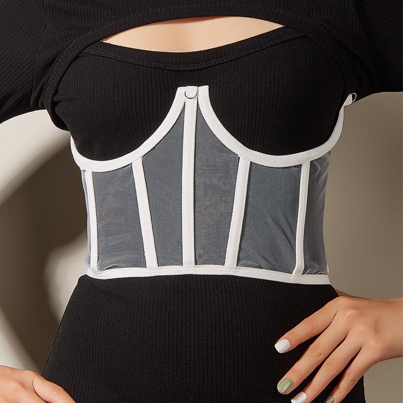Strap Mesh Transparent Waist And Chest Fishbone Slim Fit For Women Gift Fashion