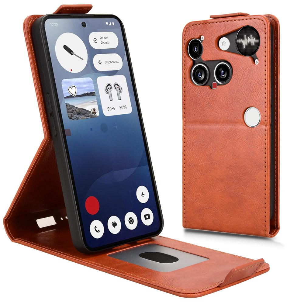 

Ні за що Телефон (3) 5G Чохол-підставка Магнітна застібка Вертикальний відкид Шкіряний чохол для телефону з тримачем для карток Orange