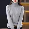 Winter Sweater Long Sleeved Knitted Sweater Solid Color Versatile Temperament Women's Base Shirt