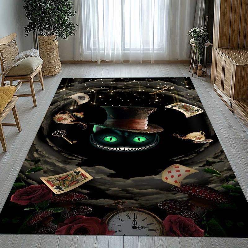 

Alice in Wonderland Cartoon Cheshire Cat Living Room Non-Slip Area Rug Soft Carpet for Bedroom Playroom Sofa,Home Decor Doormat 40x60cm