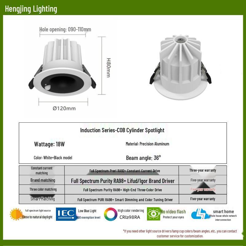Full-Spectrum Anti-Glare Human Sensor Downlight for Home and Hotel Corridors