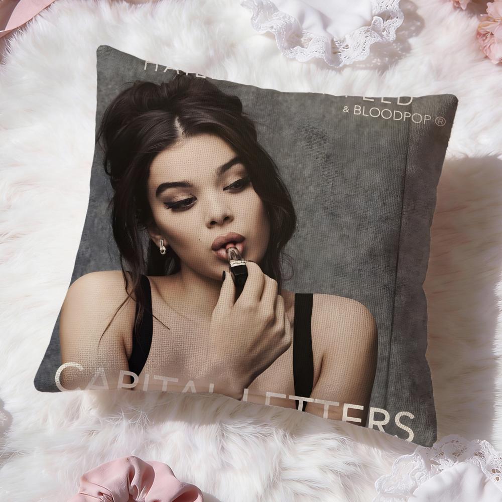 h-Hailee Steinfeld Cushion Cover Premium Comfort Reversible Pillow Cove -Two In One Design for Any Room & Car Interior