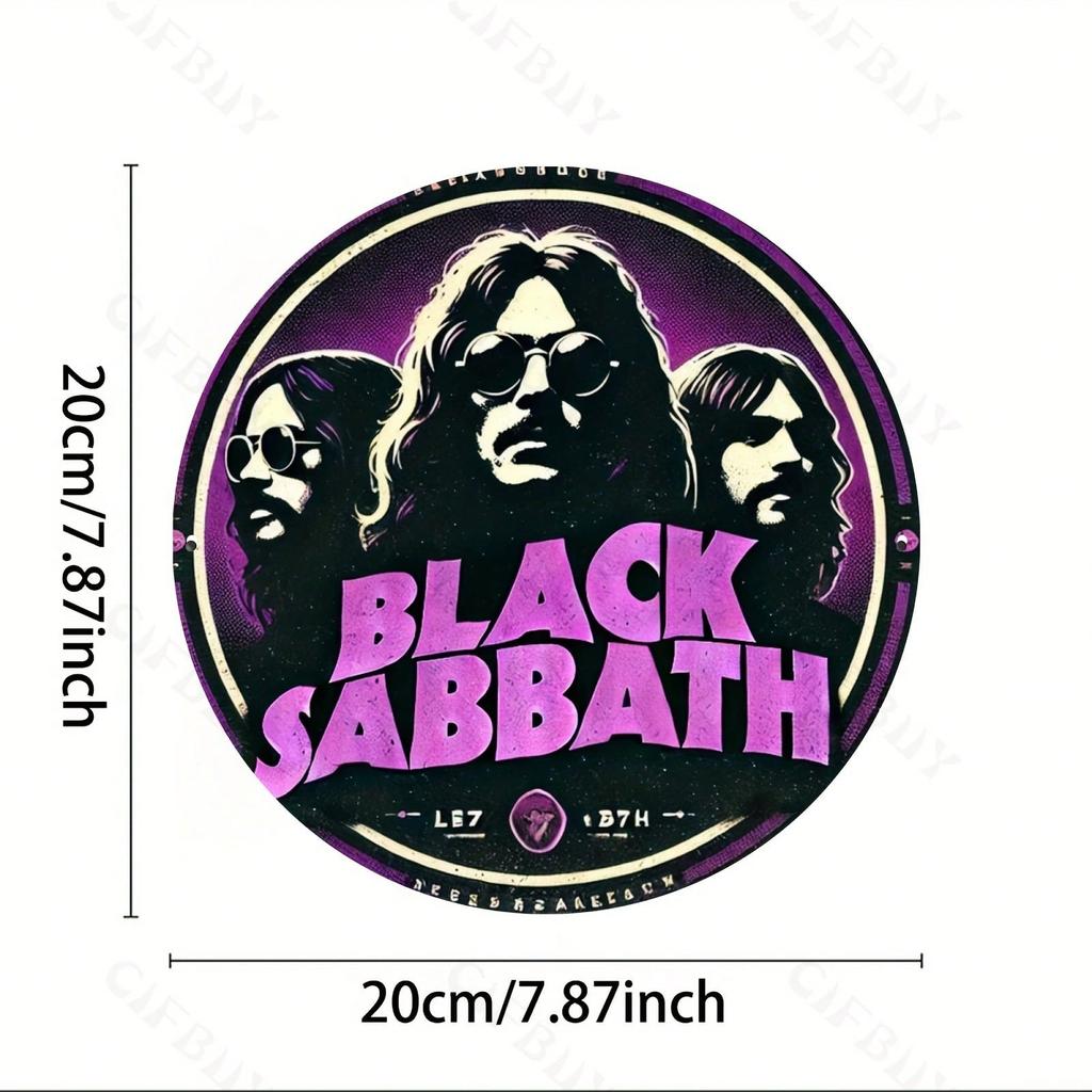 Black Sabbath 8x8 Inch Round Heavy Metal Tin Sign Wall Art Decor Gift for Home Bar Cafe Indoor Outdoor