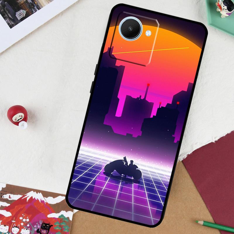 Synthwave 80er Retro Neon vaporwave Für Realme GT 7 Pro GT 6 5 6T 10 11 12 13 14 Pro Plus C61 C53 C51 C21Y C25S C75 C55 C67 Hülle