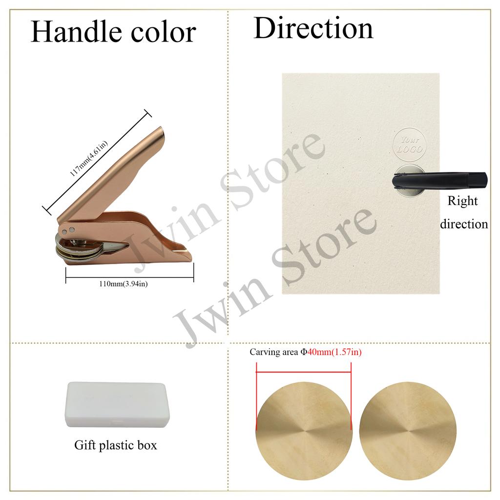 Customize Embossing Stamp with Your Logo Monogram Embosser Seal for Wedding Invitation DIY Craft 40mm Diameter