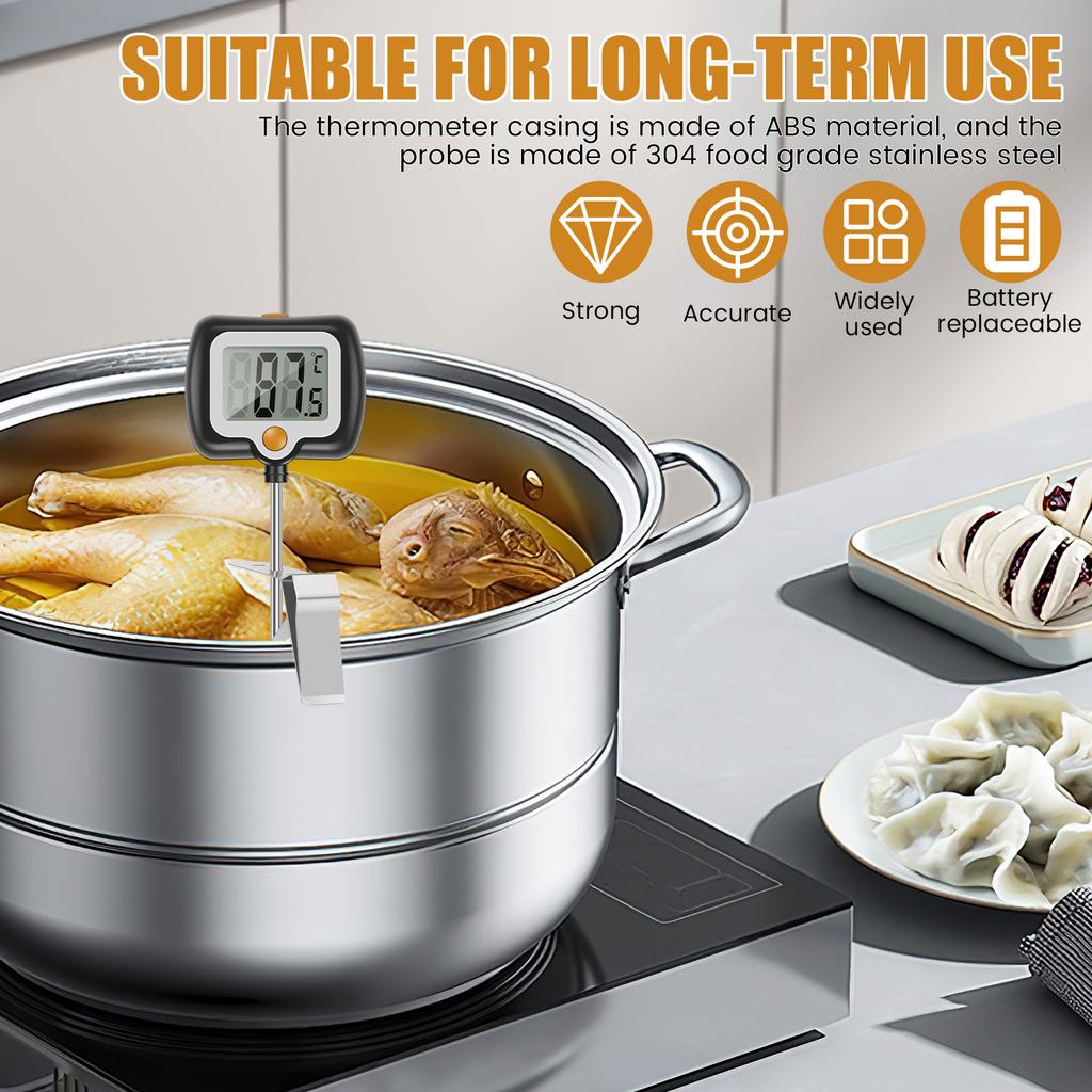 1/2 Pcs Candy Thermometer Deep Fry Oil Thermometer with Pot Clip Food Cooking Kitchen BBQ Thermometers for Frying Candy Making