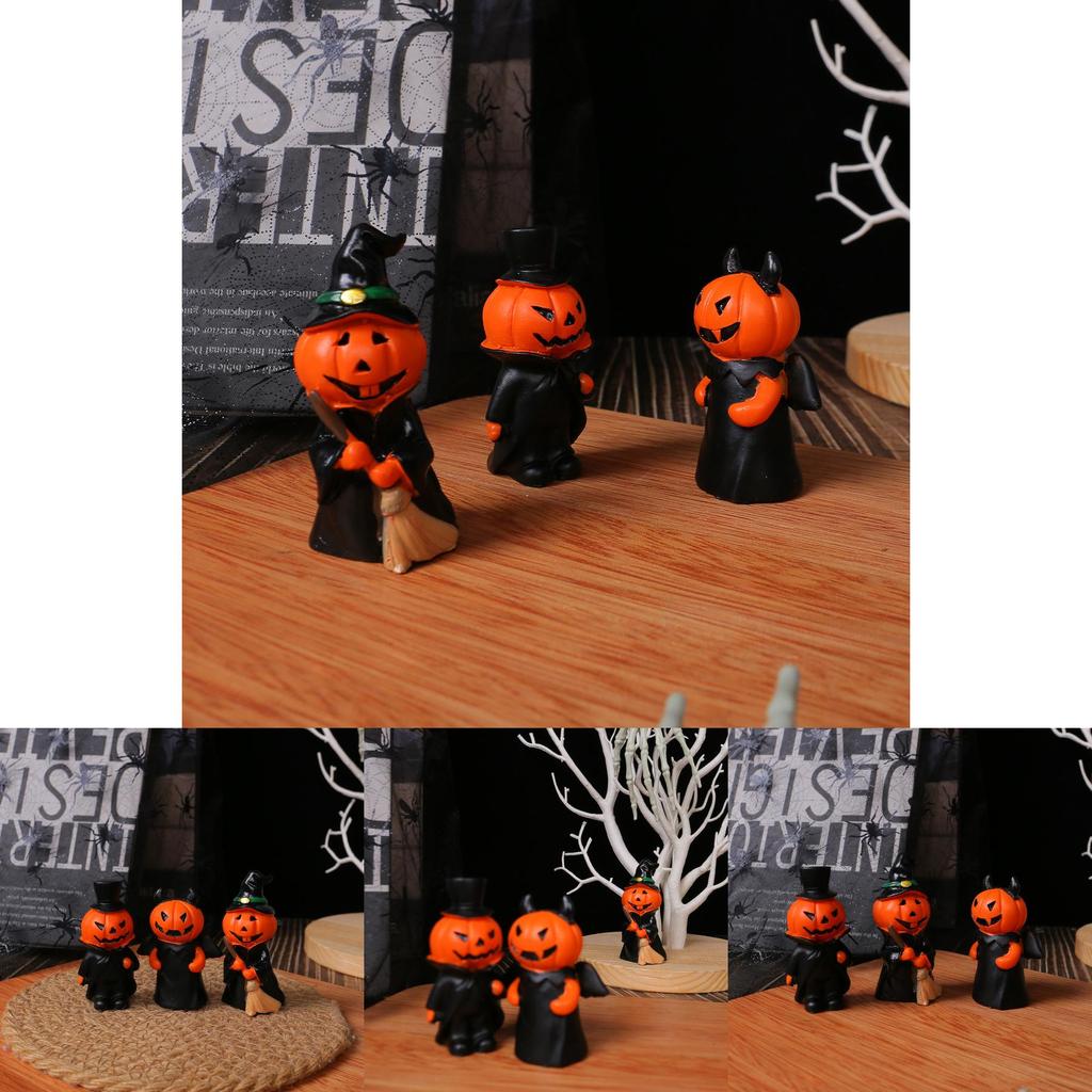 Halloween Collectible Resin Demon Figures Set With Pumpkin And Gentleman Theme For Party Decor
