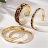 4PCS Spice Girl Sweet and Cool Leopard Print Bracelet Glossy Stacked Bracelet Set Street Trend Niche Jewelry