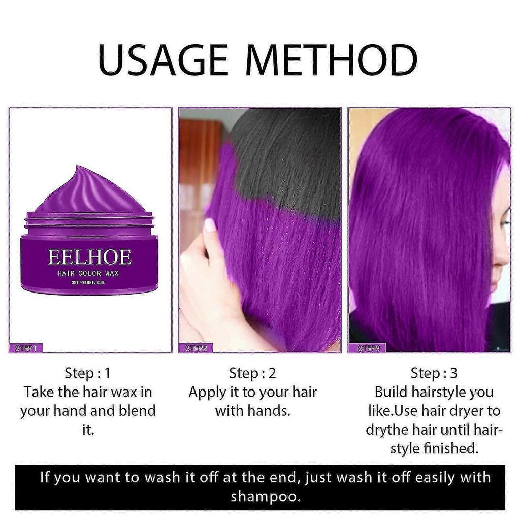 Eelhoe Granny Gray Colorful Hair Wax Hair Mud Long-lasting Styling Natural Fluffy Color Disposable Dyed Hair Wax