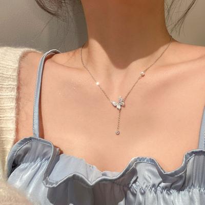 Internet Celebrity Super Fairy Butterfly Feeling Premium Collarbone Chain Neck Chain Spring