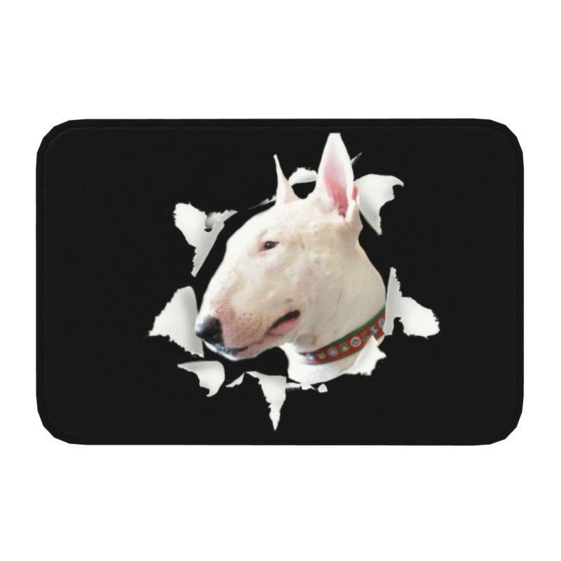 Starry Night Oil Painting Bull Terrier Carpet Mat Anti-Slip Rubber Backing Rug for Pet Lover Home Decoration Artistic Anime Rug