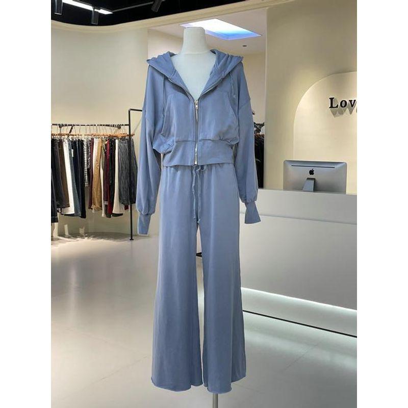 American Export Single Idle Style Zipper Fleece-lined Hoodie Coat Younger Feeling Casual Suit