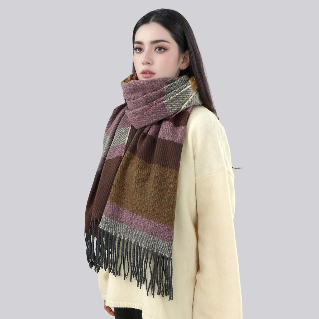 Warm Cashmere Blanket Women Travel Winter Scarf Fashion Plaid Pashmina Thick Shawl Wraps With Tassel Casual Bufanda Poncho New