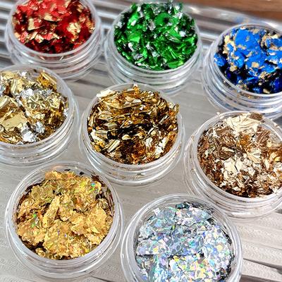 1 Box Women Gold Foil Fragment Nail Glitter Material For DIY Nails Sticker Art Nail Decorations Multi Color Gold Leaf Flakes