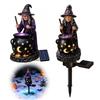 Outdoor Halloween Yard Ornaments Solar Witch Statue with Glowing Cauldron, Garden Light, Classic Fairy Tale Scene Prop Resin Decorative Figurine