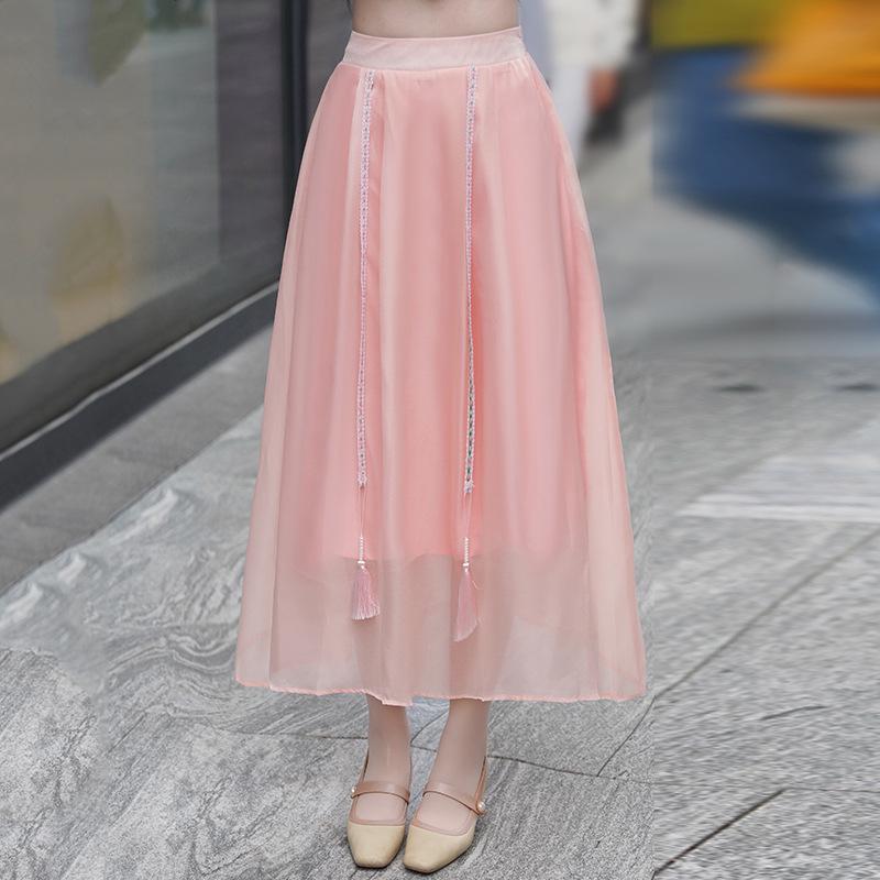 High-Quality Retro Chinese-Style Outfit: Oblique Lapel Stand Collar Top with Frog Buttons & Ethnic Skirt Set