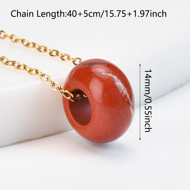 1pc Natural Stone Circle Pendant Dopamine Color Beaded Hoop Chain Necklace for Women Jewelry Gift