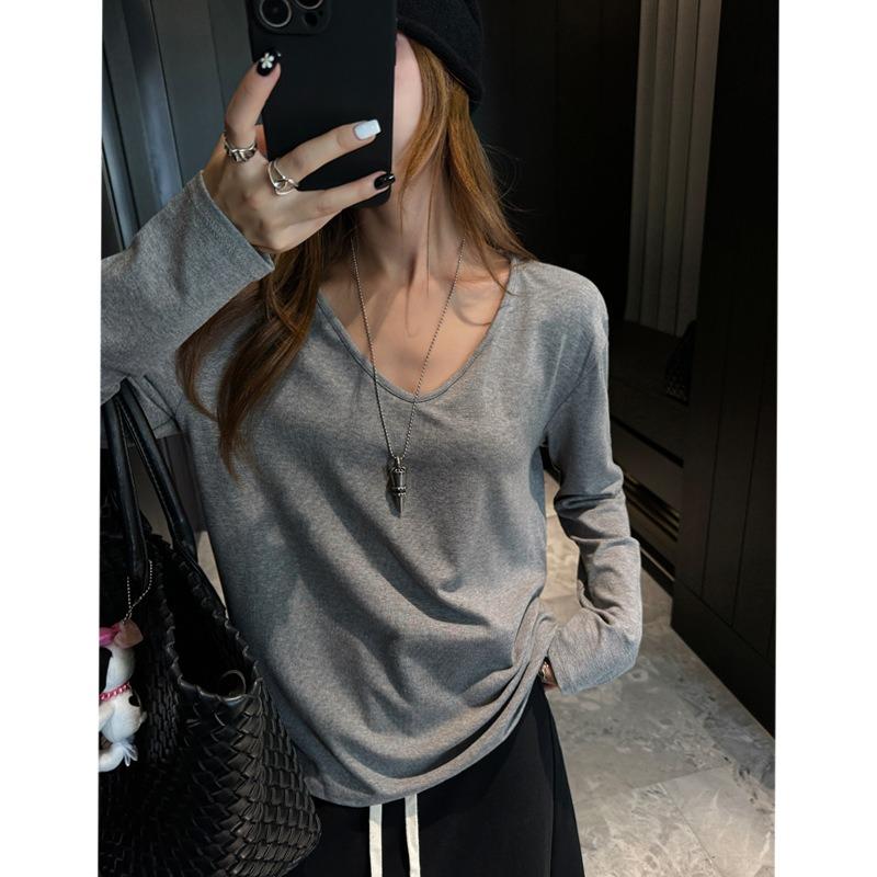 Women S Loose Fit V Neck Long Sleeve T Shirt Casual Lazy Style Top
