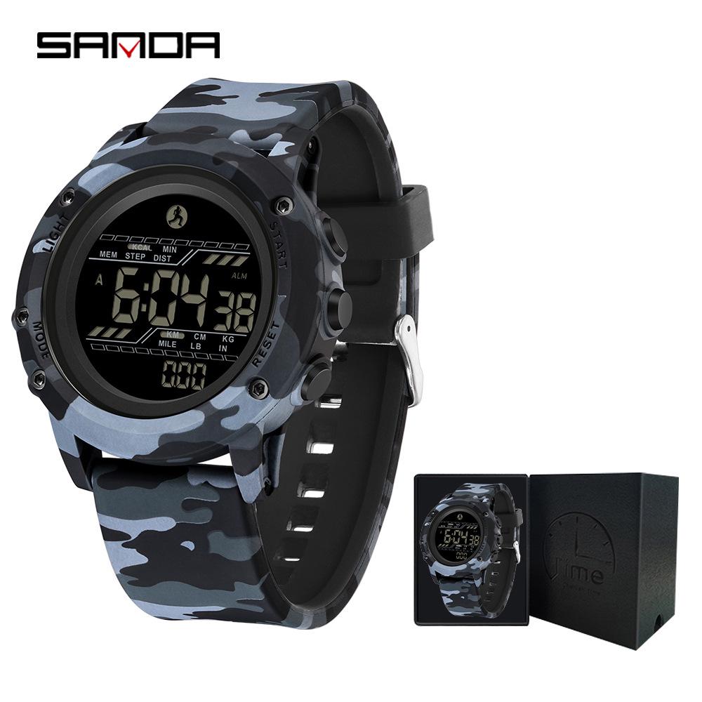 Sanda Tactical Camouflage Waterproof Men s Watch with Pedometer