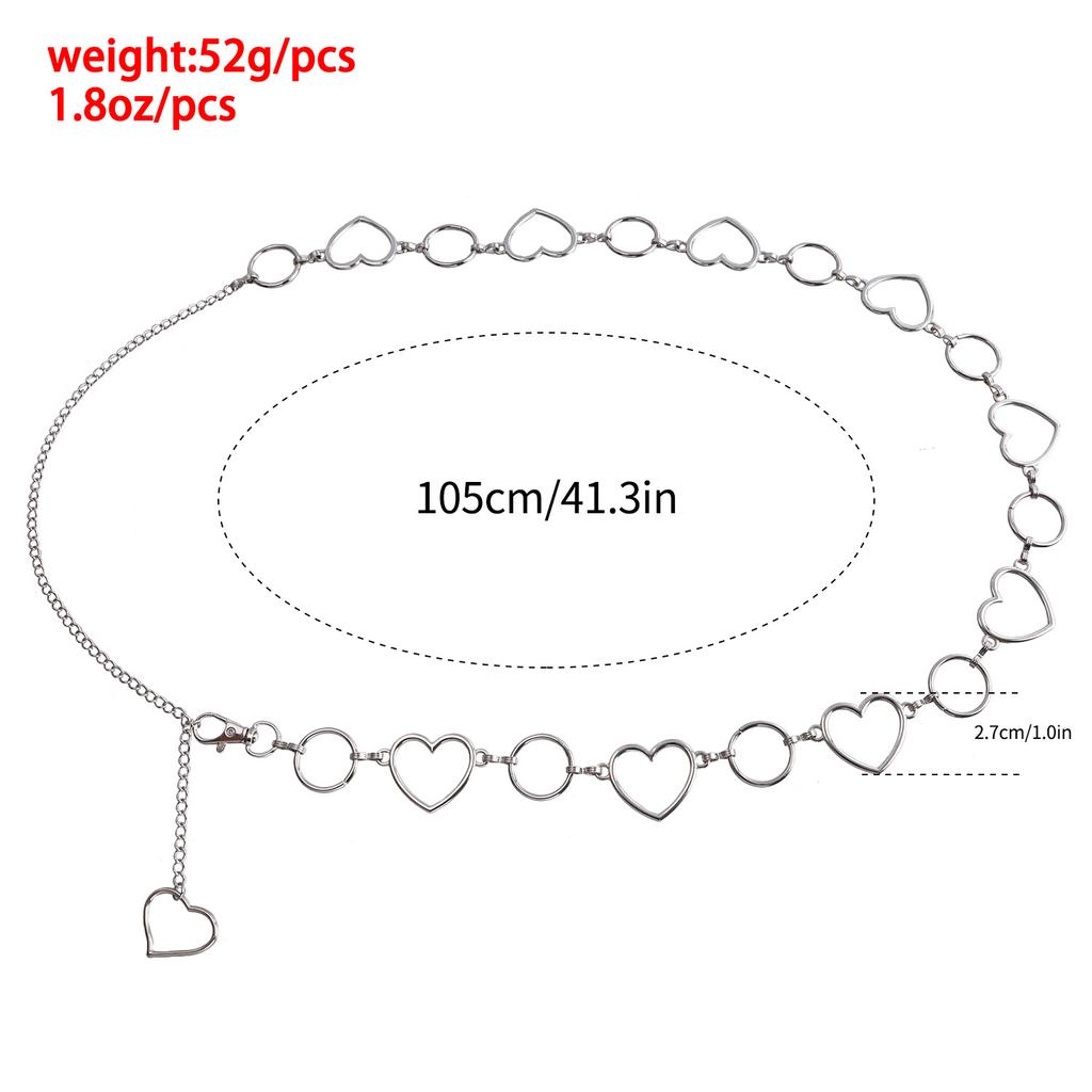 Sexy Hottie Geometric Hollow Love Ring Splicing Waist Chain Beach Sweet Cool Body Chain
