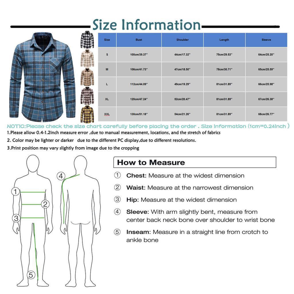 Herren Langarm Große Größe Casual Top Bluse Flanell Plaid Muster Hemden